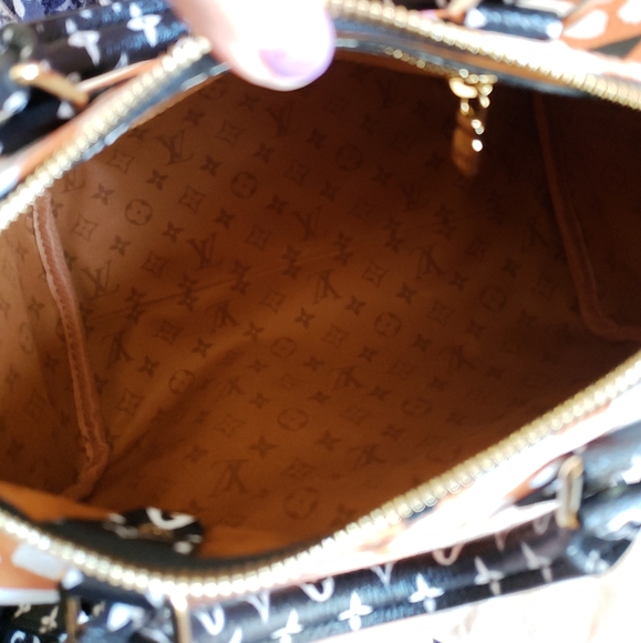 LOUIS VUITTON Crafty Speedy 25 Bandoulière Caramel Black Giant Monogram Bag New - Picture 14 of 17